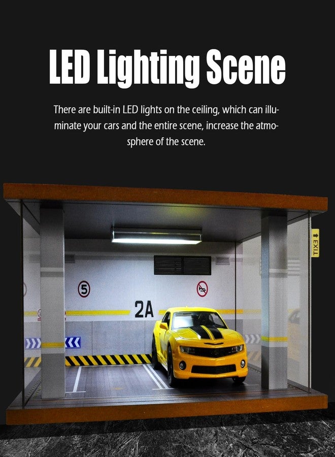 سيارة عرض بمقياس 1/24 مع إضاءة LED وغطاء أكريليك، مرآب سيارات خشبي مصبوب، موقف سيارات مزدوج، رمادي وأبيض - Image 4